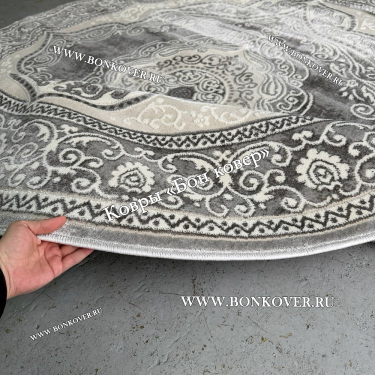 Круглый ковер в гостиную дизайн 01 Серый