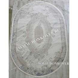 Ковер Турция Для Гостиной Дизайн 93 Серый с Бежевым Овал