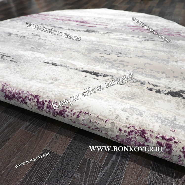 Круглый Ковер Для Гостиной Сиреневый С Серым Дизайн 30451
