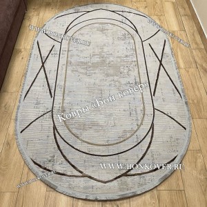 Турецкий ковер для гостиной Дизайн 05 Серый Овал