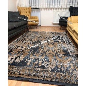Современный Турецкий Ковер Дизайн 30588 Черный с Золотым