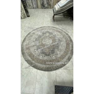 Классический ковер дизайн 85 Серый с коричневым круг